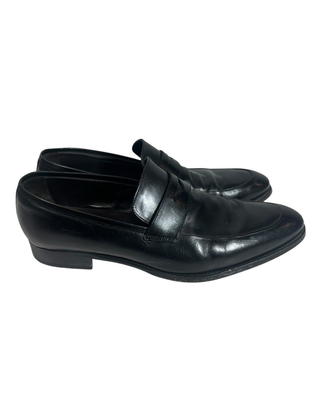 THE BOOT NEW YORK Adam Derrick Italy Classic Black Leather Loafers - Men 12 - Picture 2 of 11